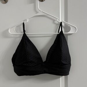 No Boundaries Black Ribbed Triangle Bikini Top